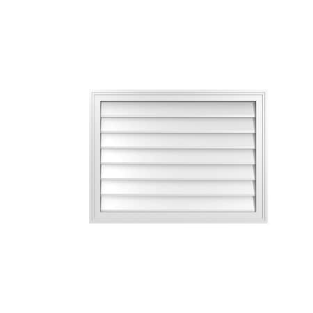 Ekena Millwork Vertical Surface Mount PVC Gable Vnt: Non-Functional, w/2"W x 1-1/2"H, Brickmould Frame, 32"W x 24"H GVPVE32X2402SN